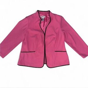 Dressbarn Vibrant Pink Blazer with Black Trim